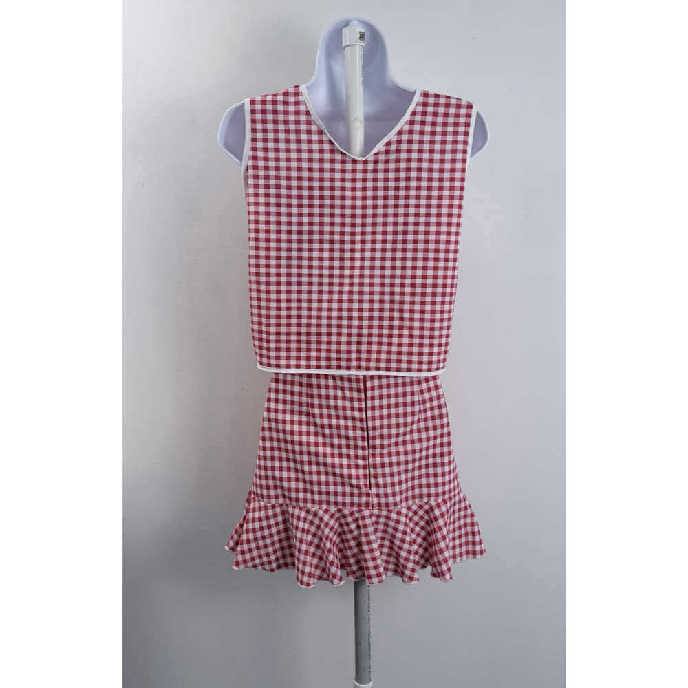 Handmade 2 piece set Woman's Size Small Skirt & Boxey Top Red Gingham - Picture 2 of 6